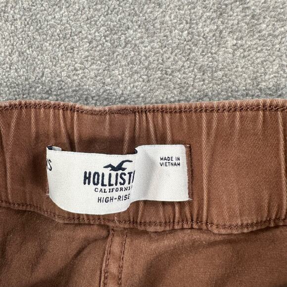 Hollister High Rise Mini Skirt Size X-Small Brown Denim Pleated Hem Y2k - Picture 5 of 9